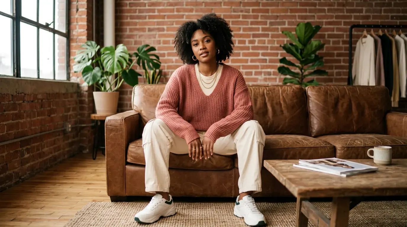 Fashion model at a clothing brand campaign and lookbook shoot in NJ or NY
